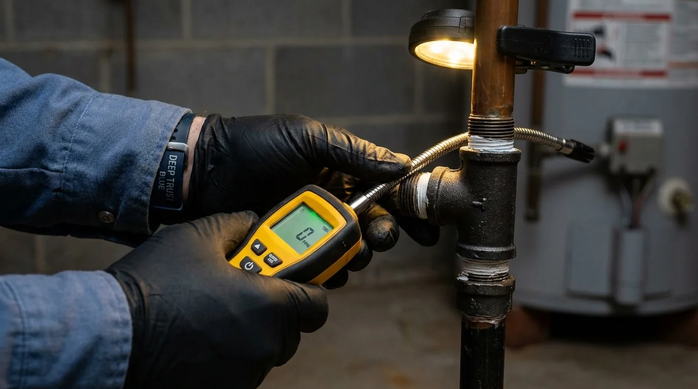 Gas leak detection with electronic sniffer by Johns Plumbing LLC in Old Westbury