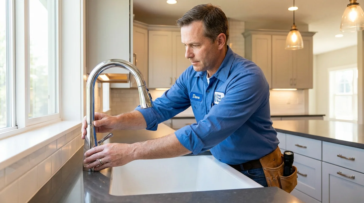 Kitchen faucet installation by Johns Plumbing LLC in Old Westbury