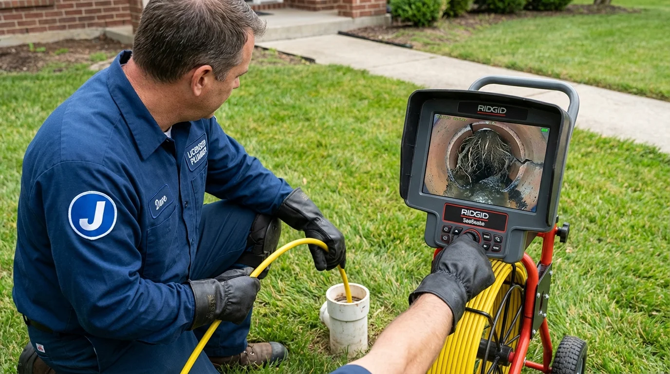 Sewer camera inspection being performed by Johns Plumbing LLC in Old Westbury